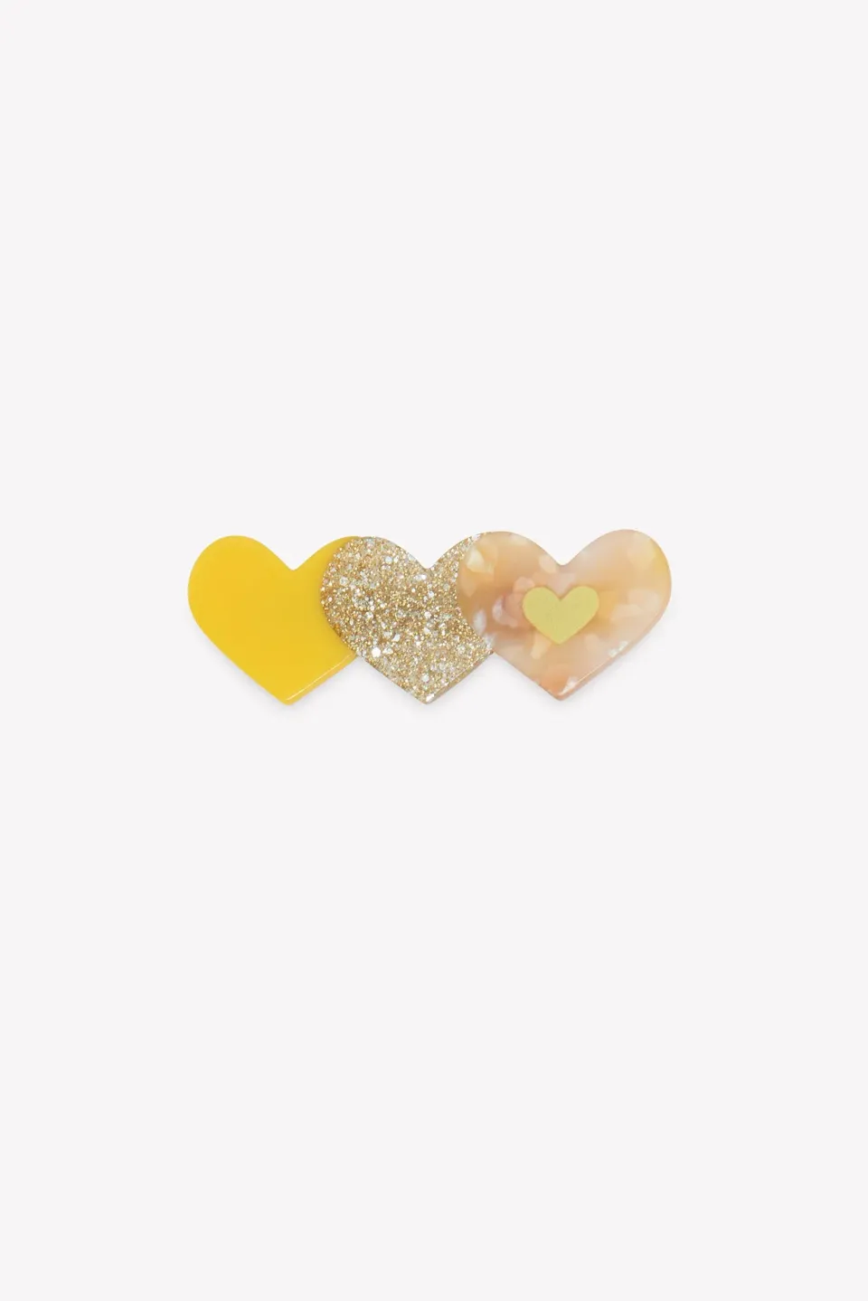 Bonton Jaune Coeurs hårspænde gul 3 hjerter