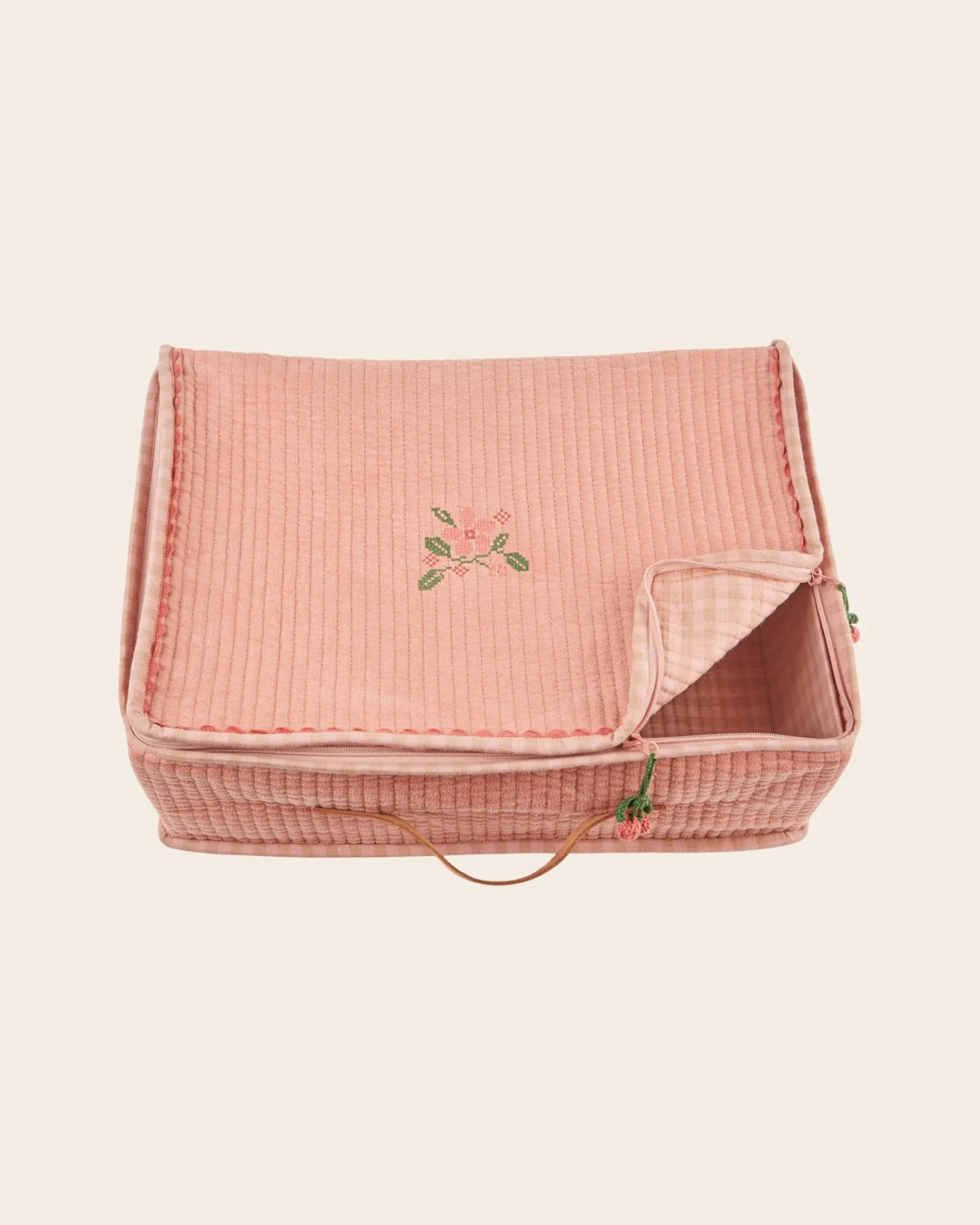 Emile et Ida kuffert fløjl rosa stor 45 cm