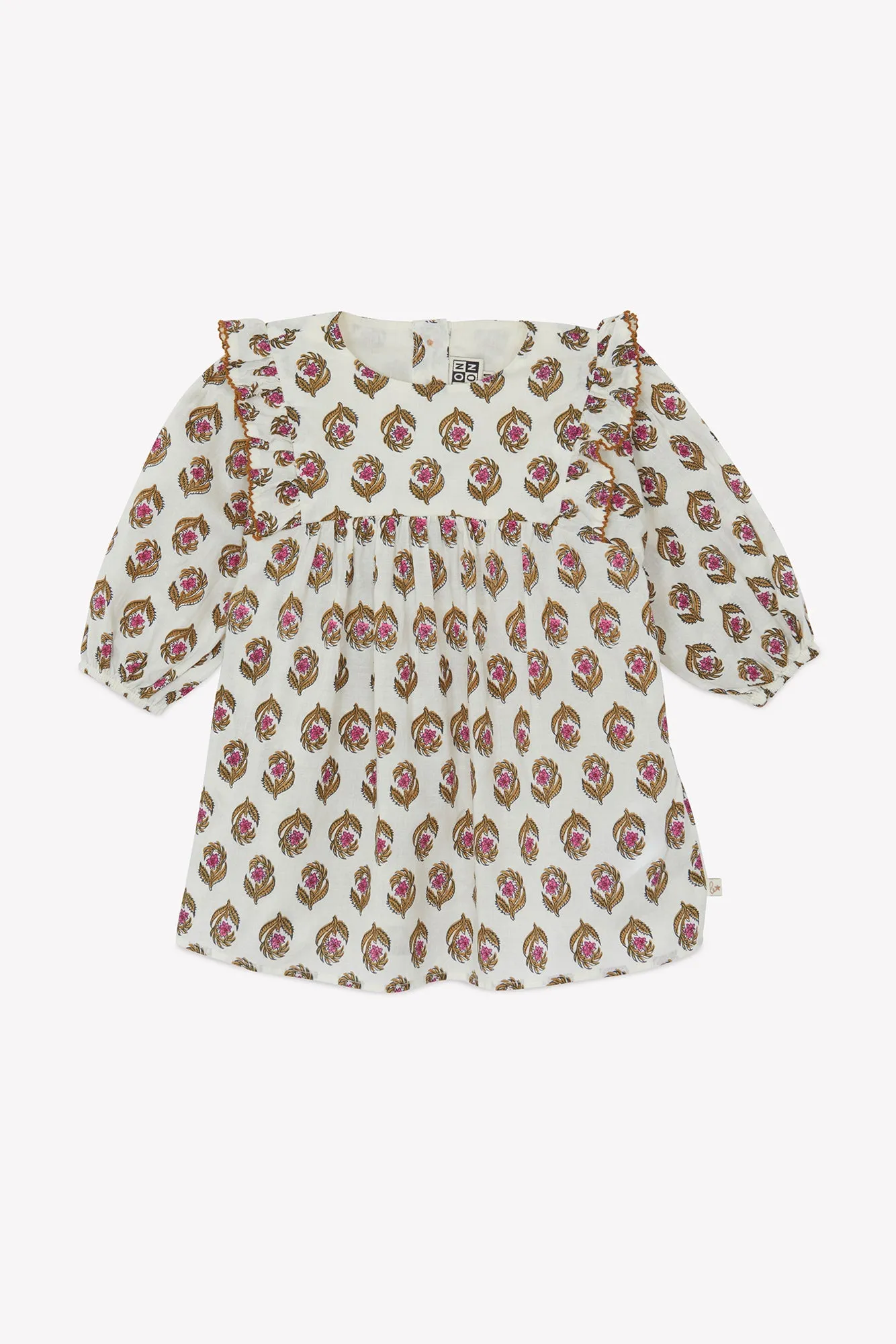 Bonton Mirtle Blockprint kjole str 3A bomuld