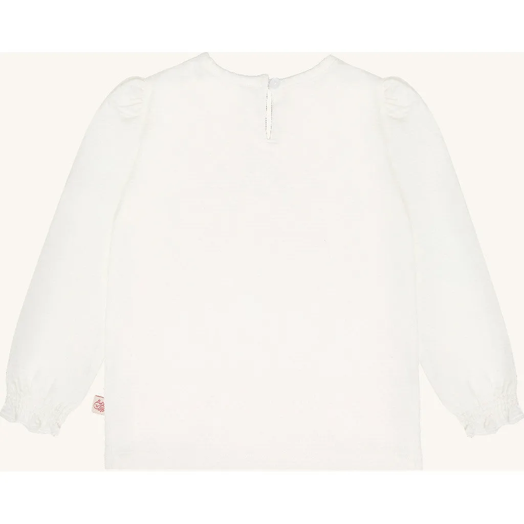 Hust & Claire Alma HCAlma Solid langærmet t-shirt Ivory økologisk