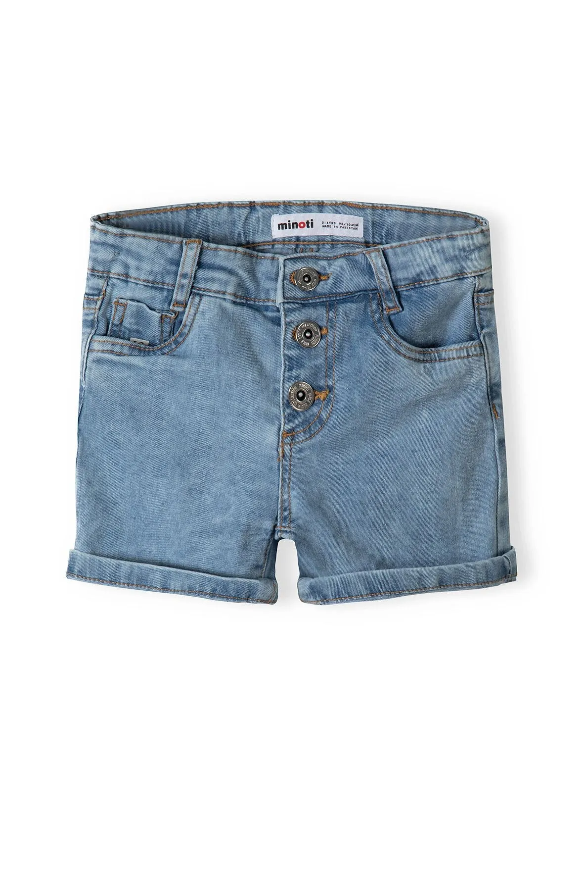 Minoti 38315 denimshorts pige lyseblå paillet