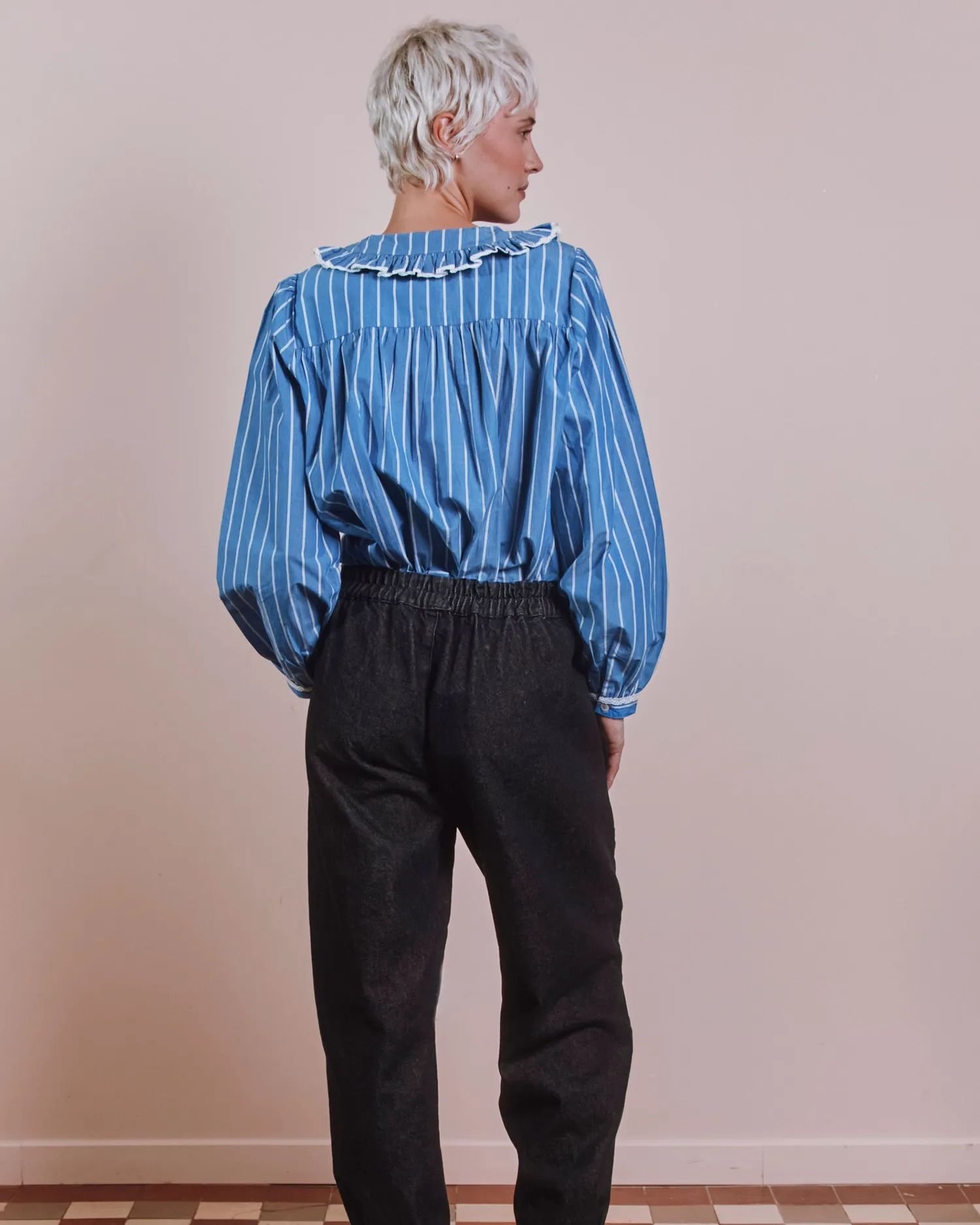 Emile et Ida Plissée rayures bluse blå stribet