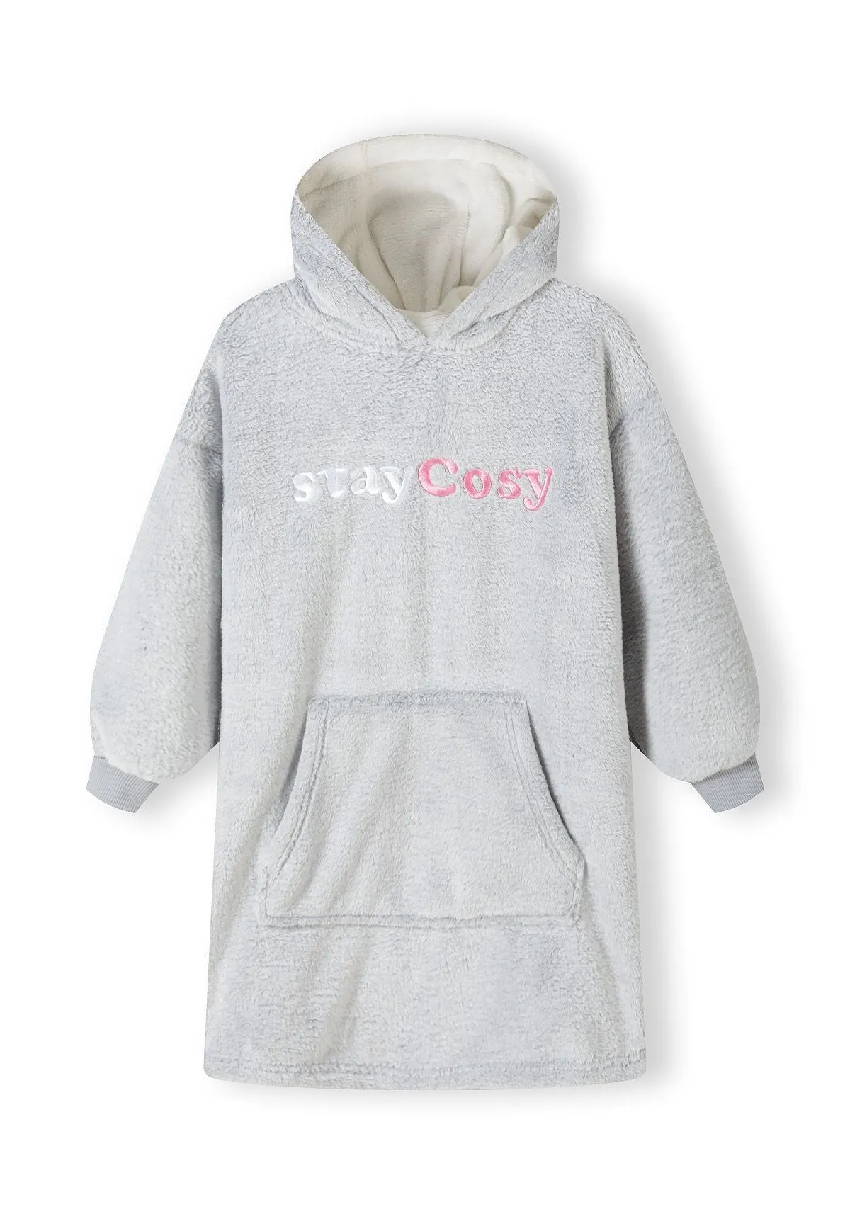 Minoti 41571 hoodiekjole grå teddy pige