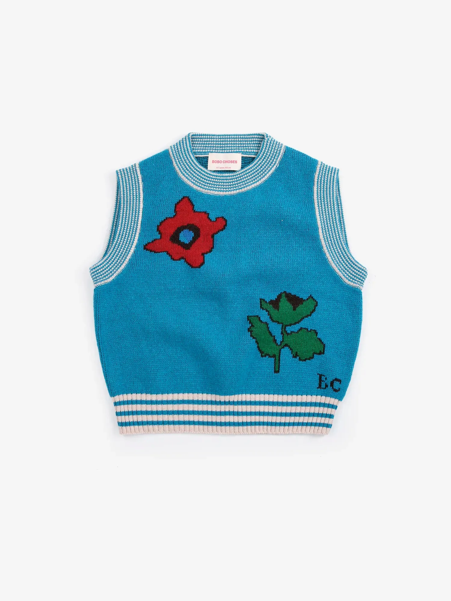 Bobo Choses Blossom strikvest blå 2-3Y uldblanding
