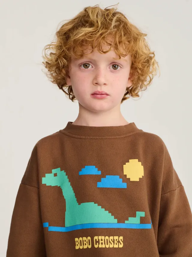 Bobo Choses Lake Monster sweatshirt mørkebrun 4-5Y