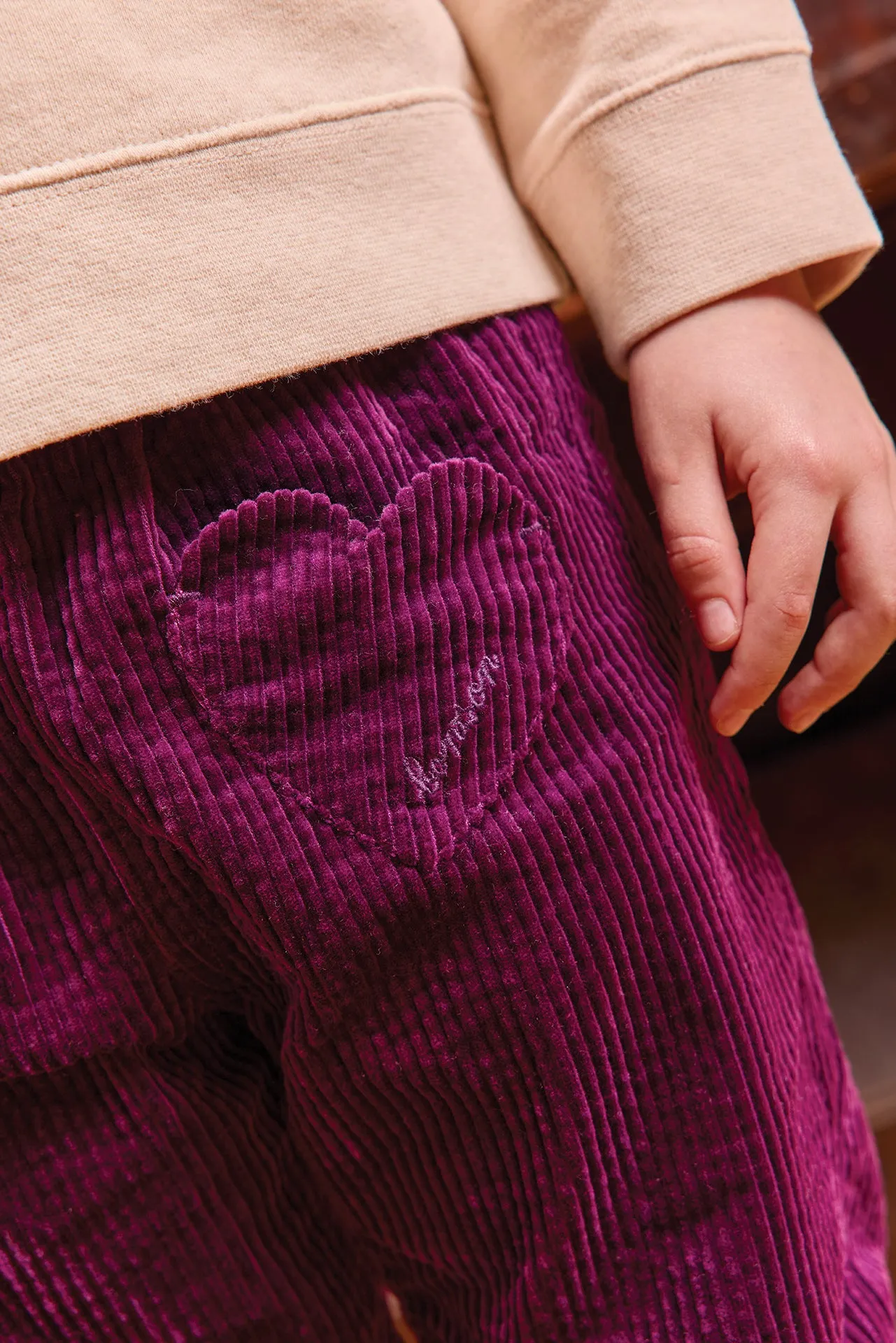 Bonton Duck bukser 6A lilla velour hjerte