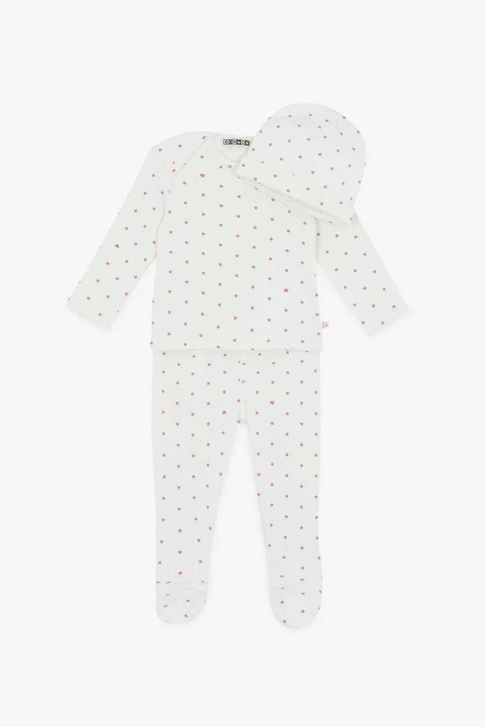 Bonton Patino stjernepyjamas med fødder rosa