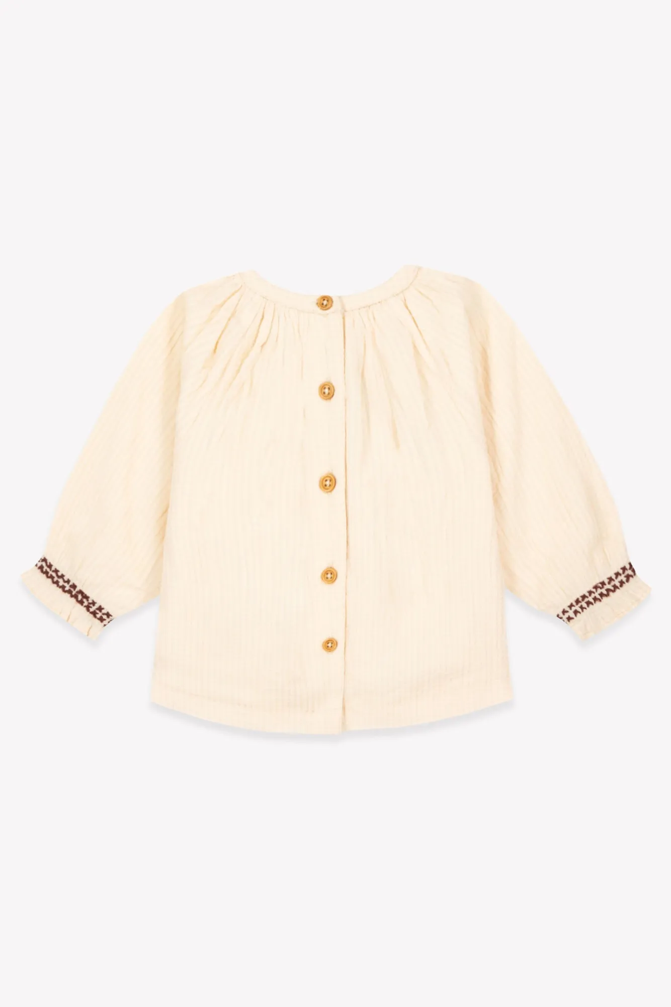 Bonton Flower Milk bluse ecru smock broderet