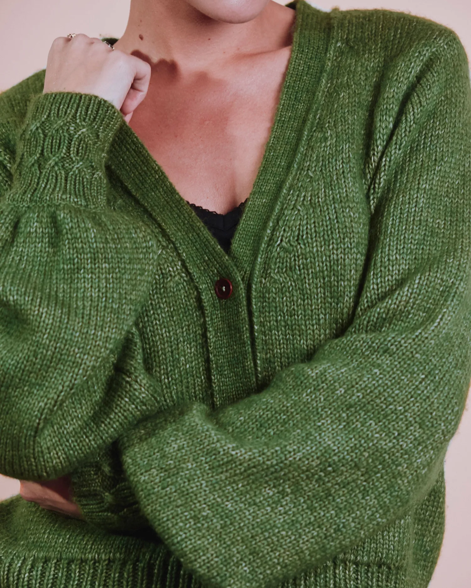Emile et Ida Ecora cardigan grøn merino V-hals