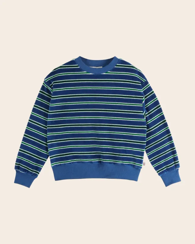 Emile et Ida Velours Blå Grøn sweatshirt stribet bomuld