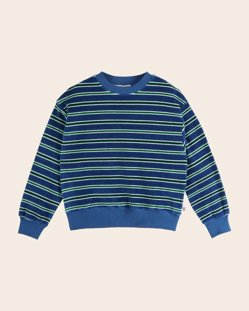 Emile et Ida Velours Blå Grøn sweatshirt stribet bomuld