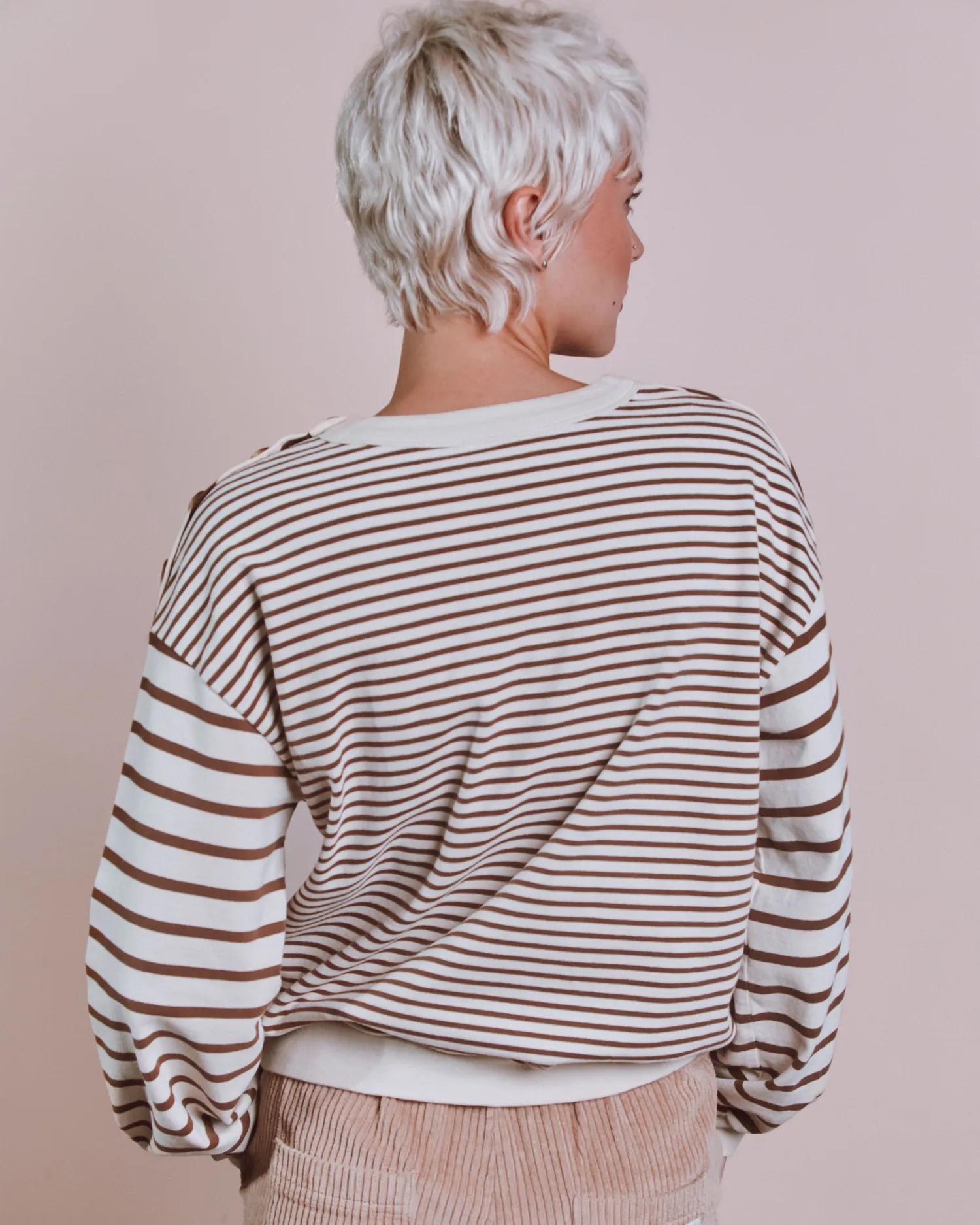Emile et Ida Rayé sweatshirt brun stribet bomuld