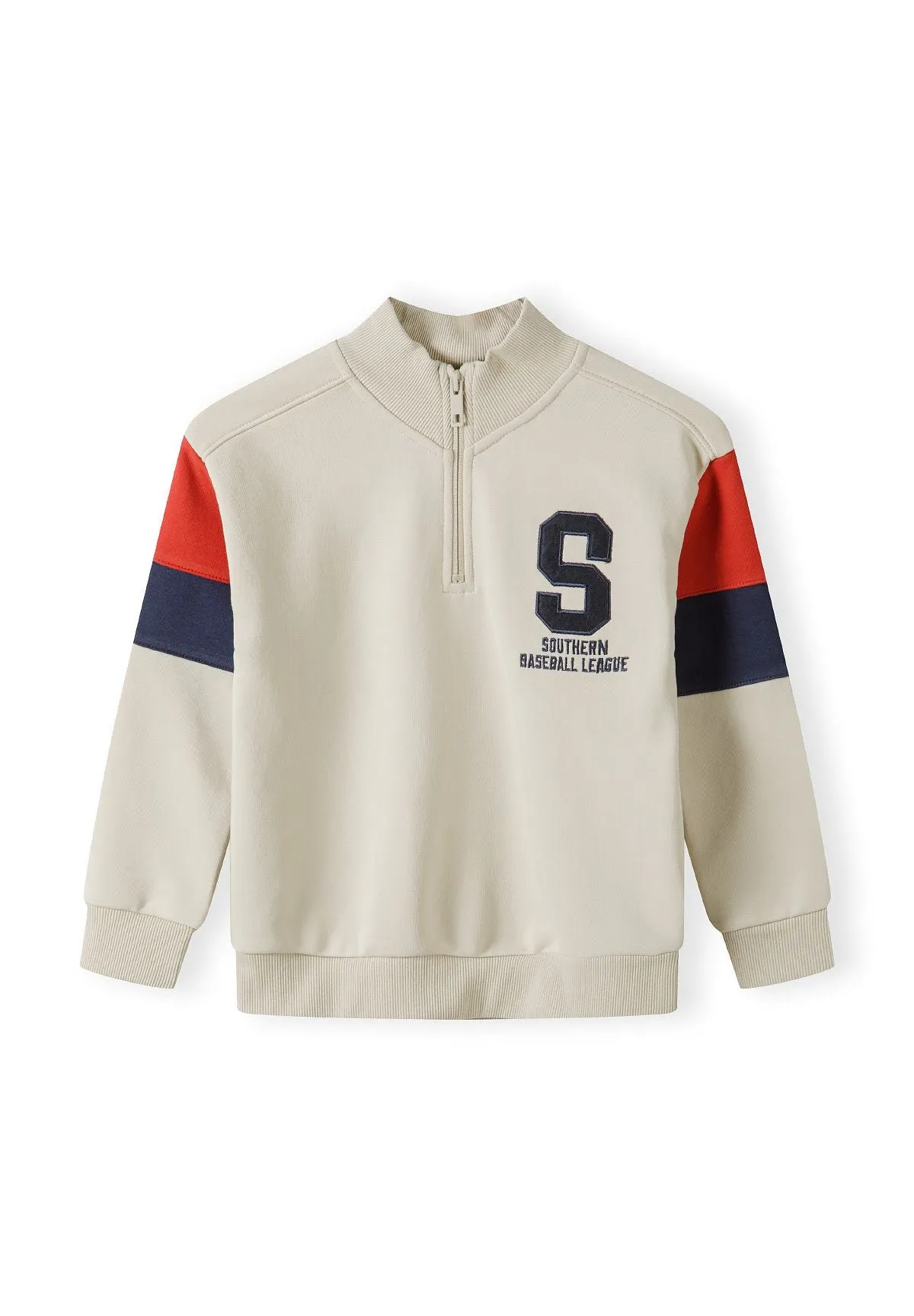 Minoti 42555 Half-zip sweatshirt drenge naturhvid