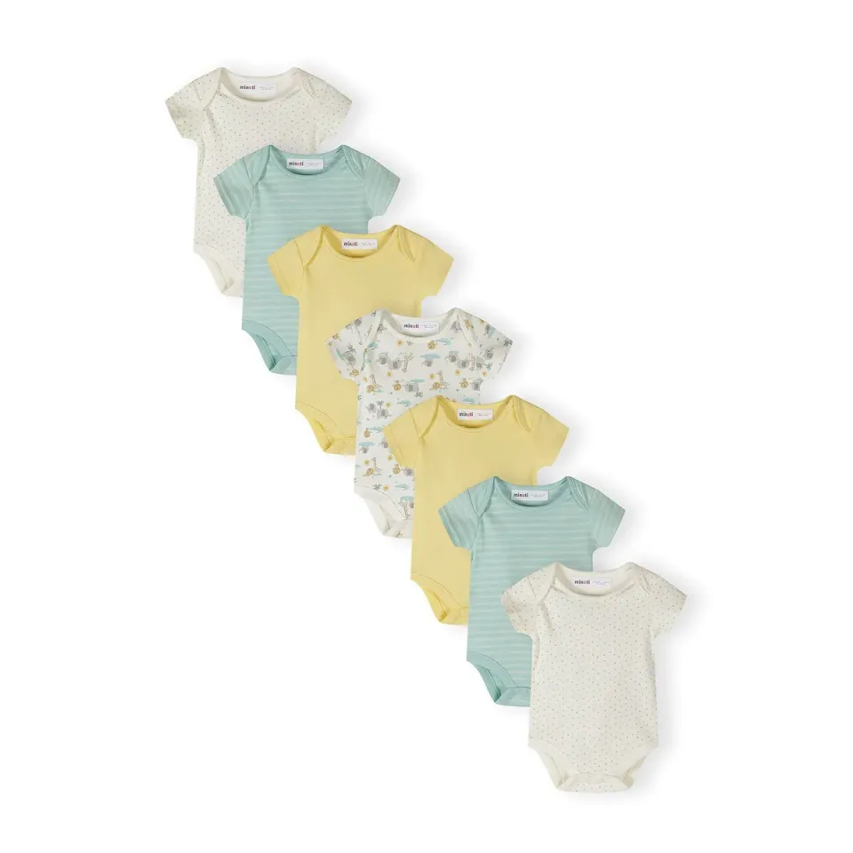 Minoti 44528 bodys 7-pak creme mint bomuld til baby