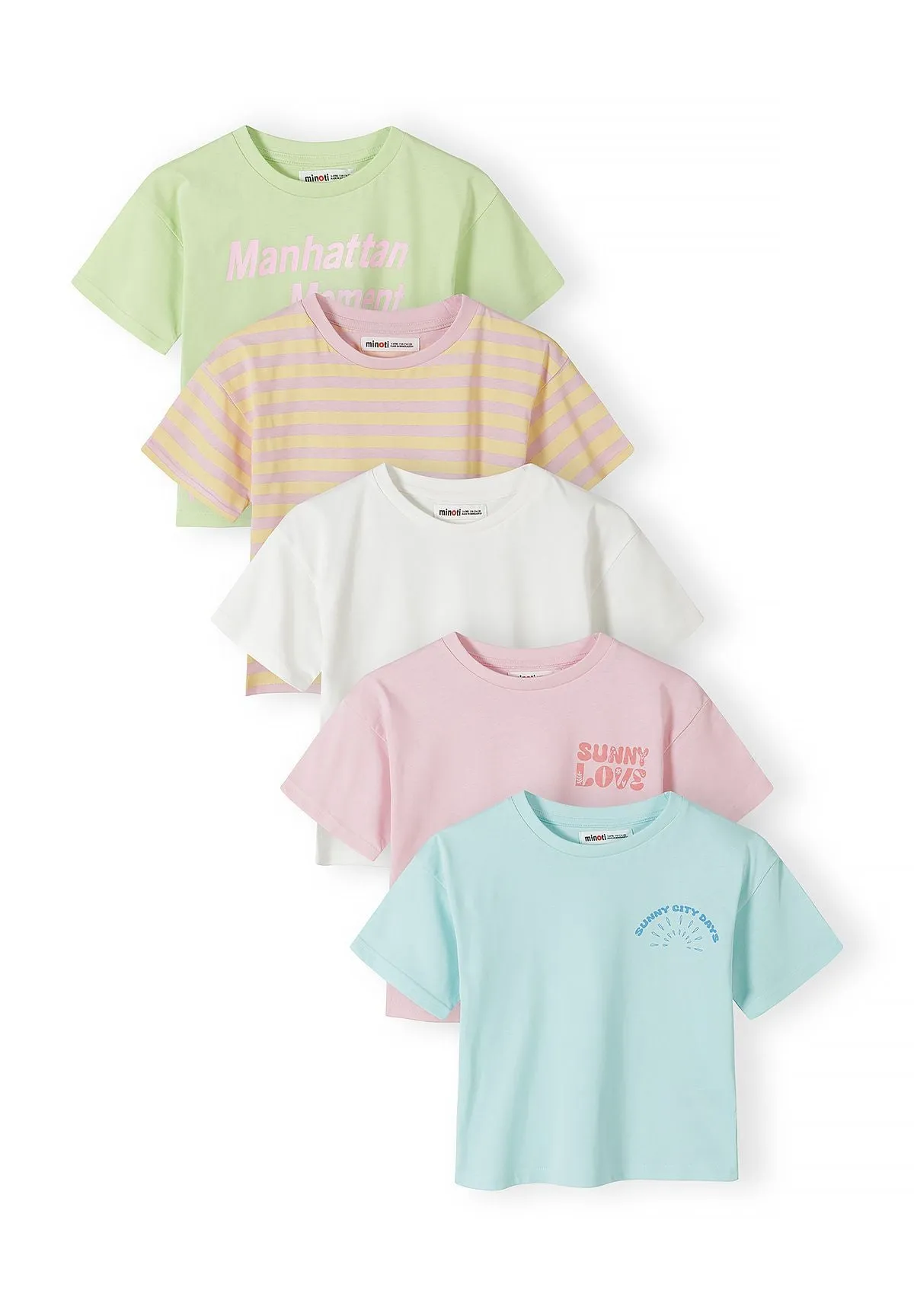 Minoti 44832 T-shirt pastel 5-pak til piger