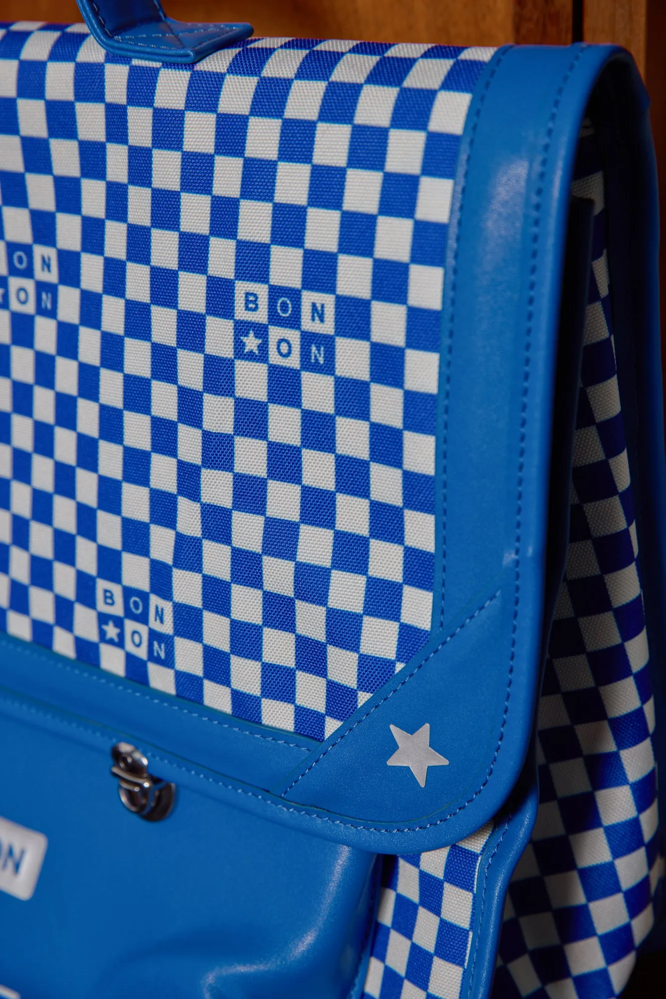 Bonton Damier skoletaske blå tern bomuld