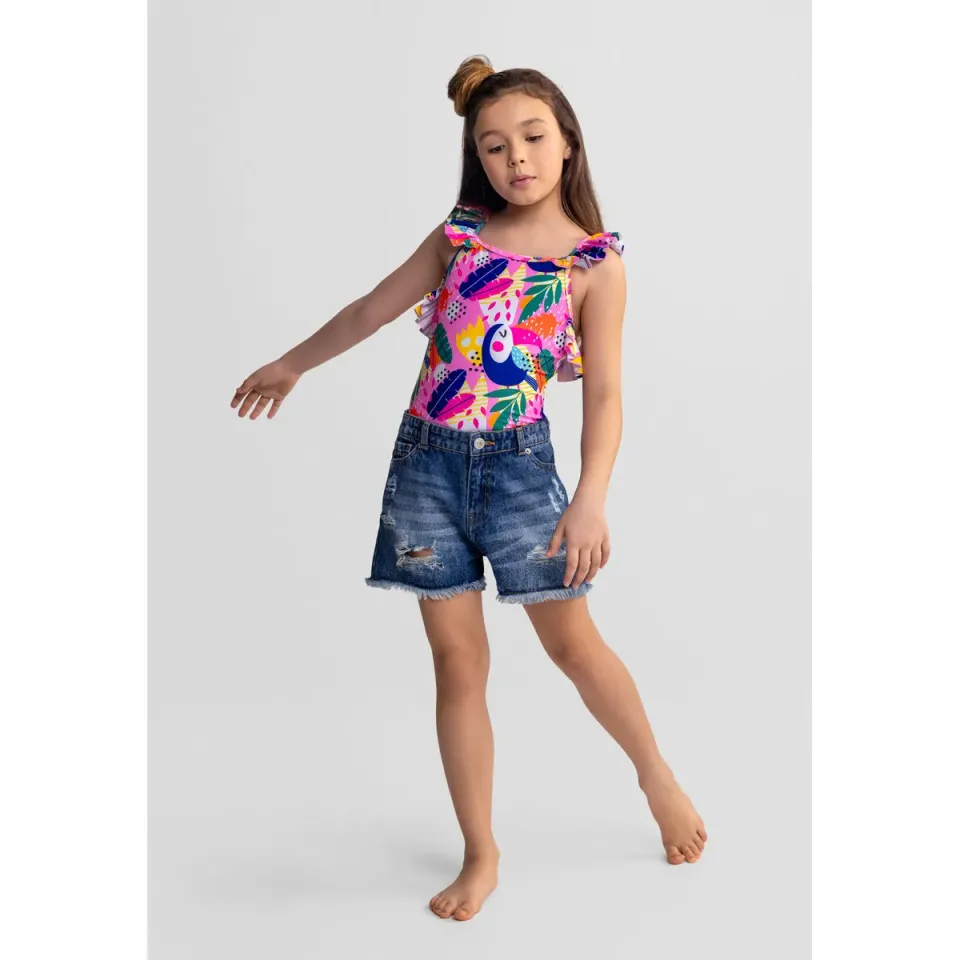 Minoti 44937 pige denimshorts 2-pak lyseblå