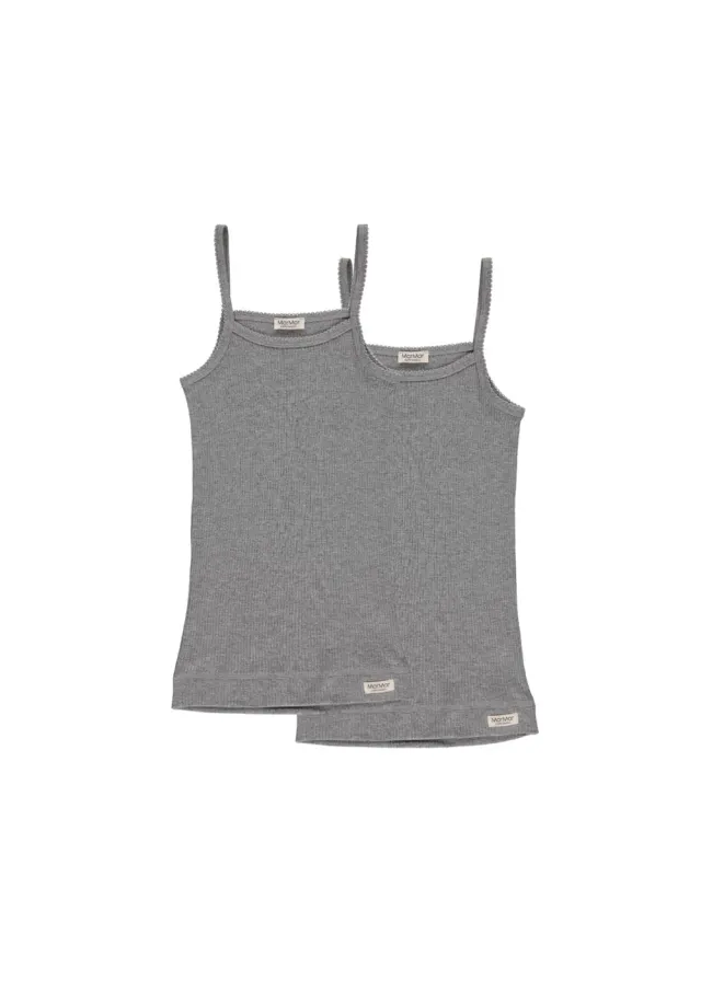 MarMar Copenhagen Strap Vest 2-pak undertrøje grey melange økologisk