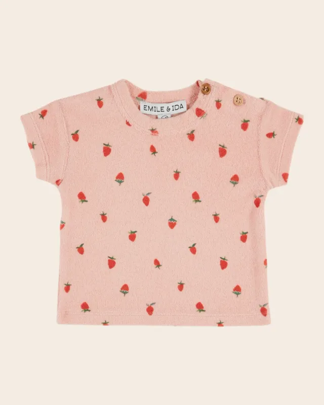 Emile et Ida Baby t-shirt lyserød jordbær