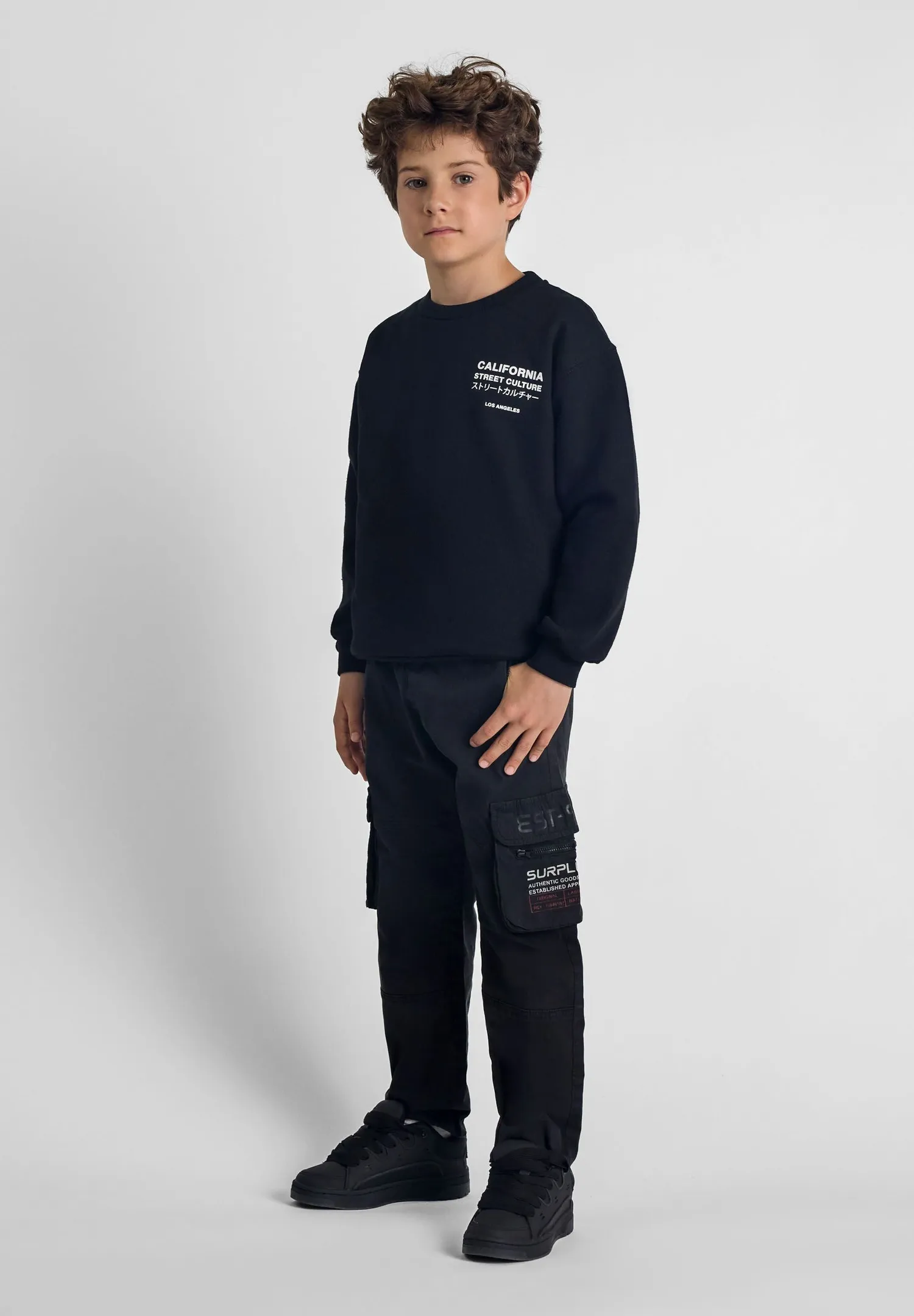 Minoti 43812 cargobukser sort canvas drenge