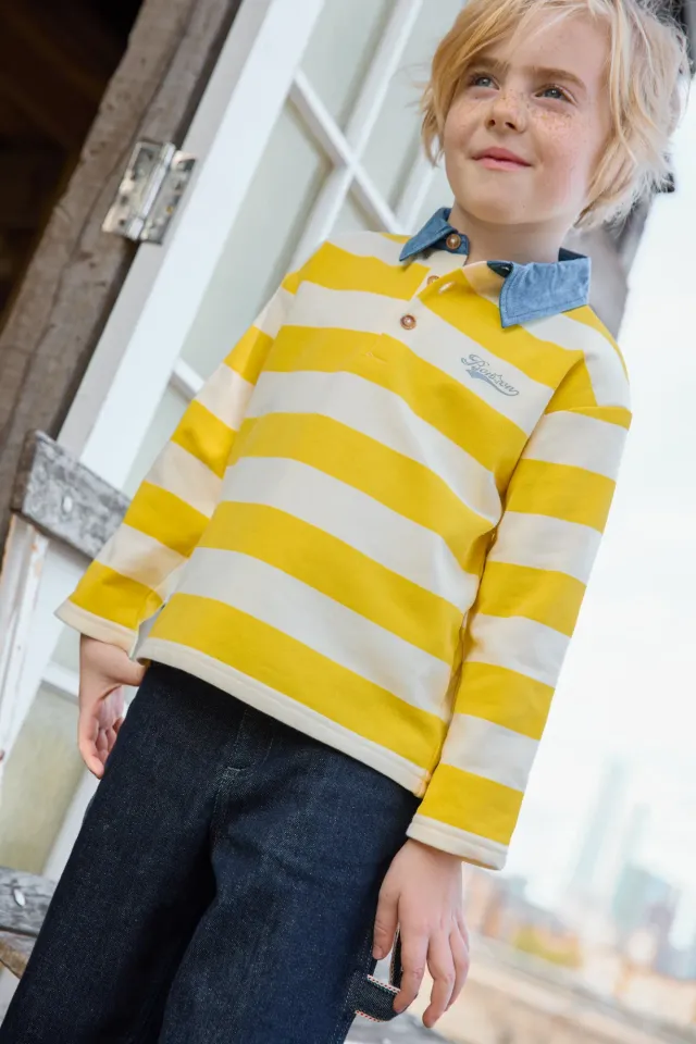Bonton Pesto polo stribet gul bomuld