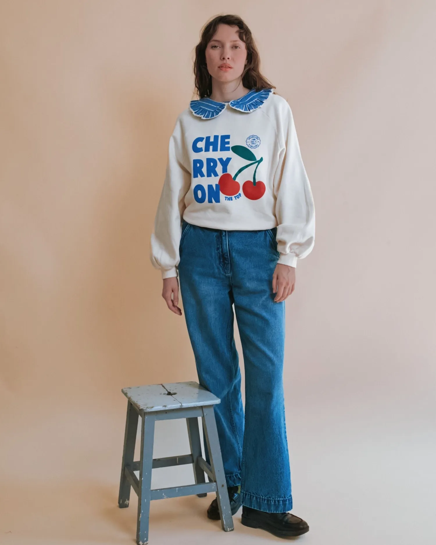 Emile et Ida Cherry sweatshirt ecru dame