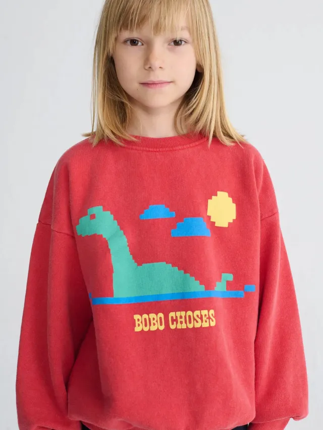 Bobo Choses Lake Monster sweatshirt rød 2-3Y