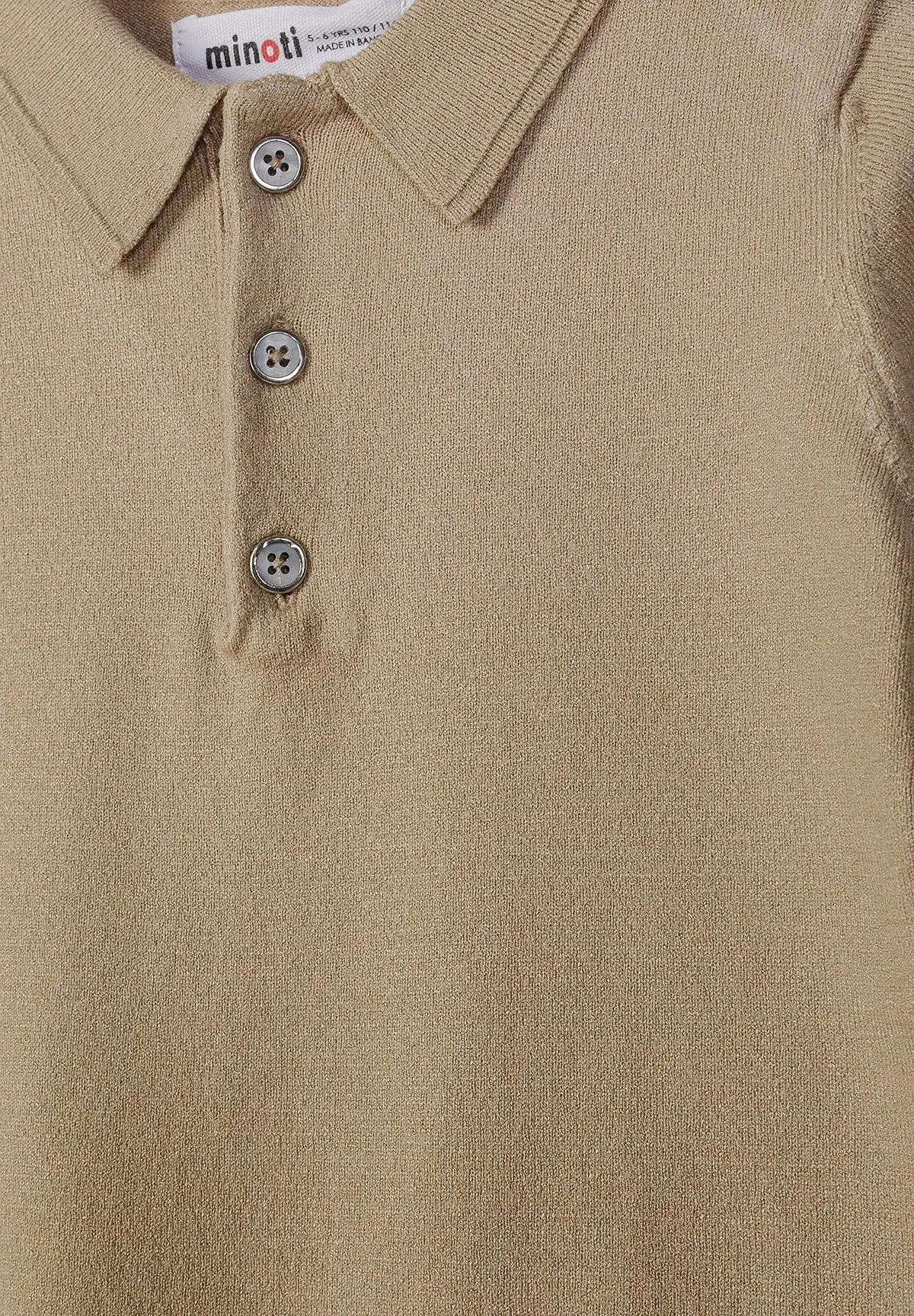 Minoti 44726 strik poloshirt til drenge sand