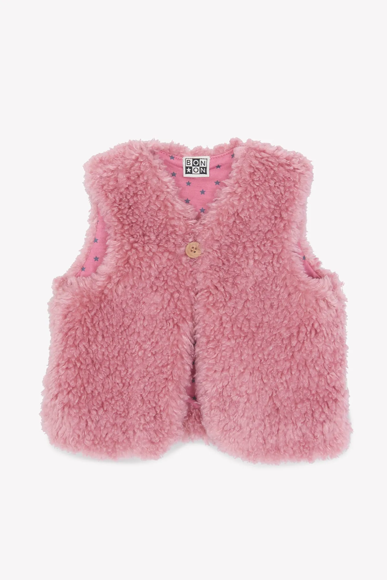 Bonton Beti vest lyserød teddy stjernet foer