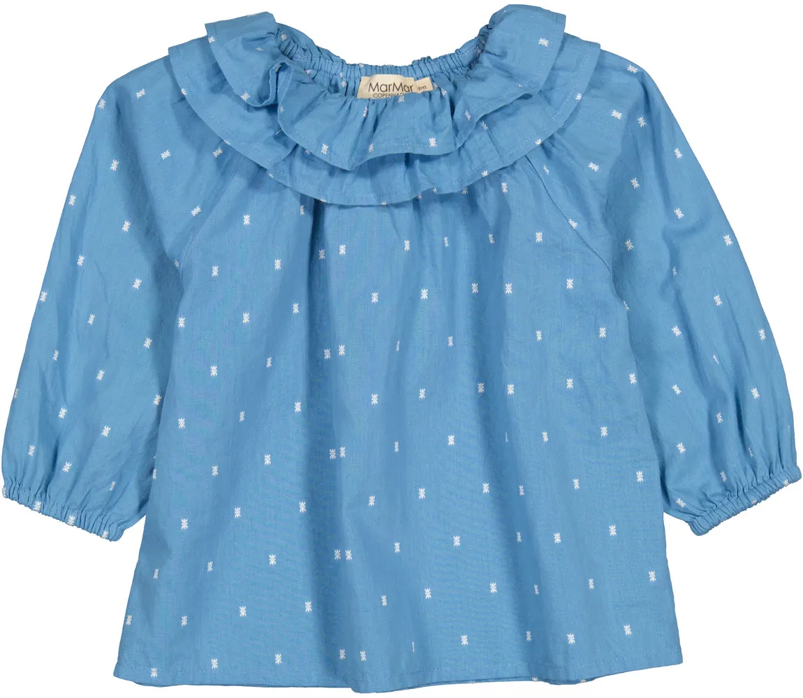 MarMar Tonella bluse Clear Blue Dobby 6M broderi