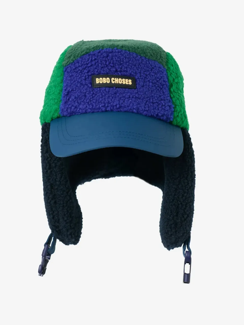 Bobo Choses All About Monsters color block sheepskin chapka navy HEAD52
