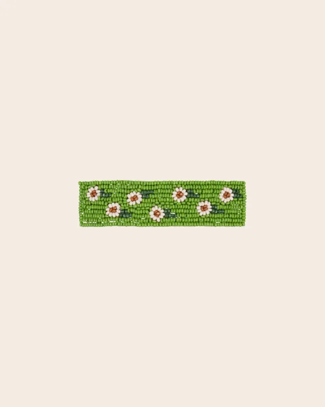 Emile et Ida Fleur hårspænde grøn 8 cm perleblomst