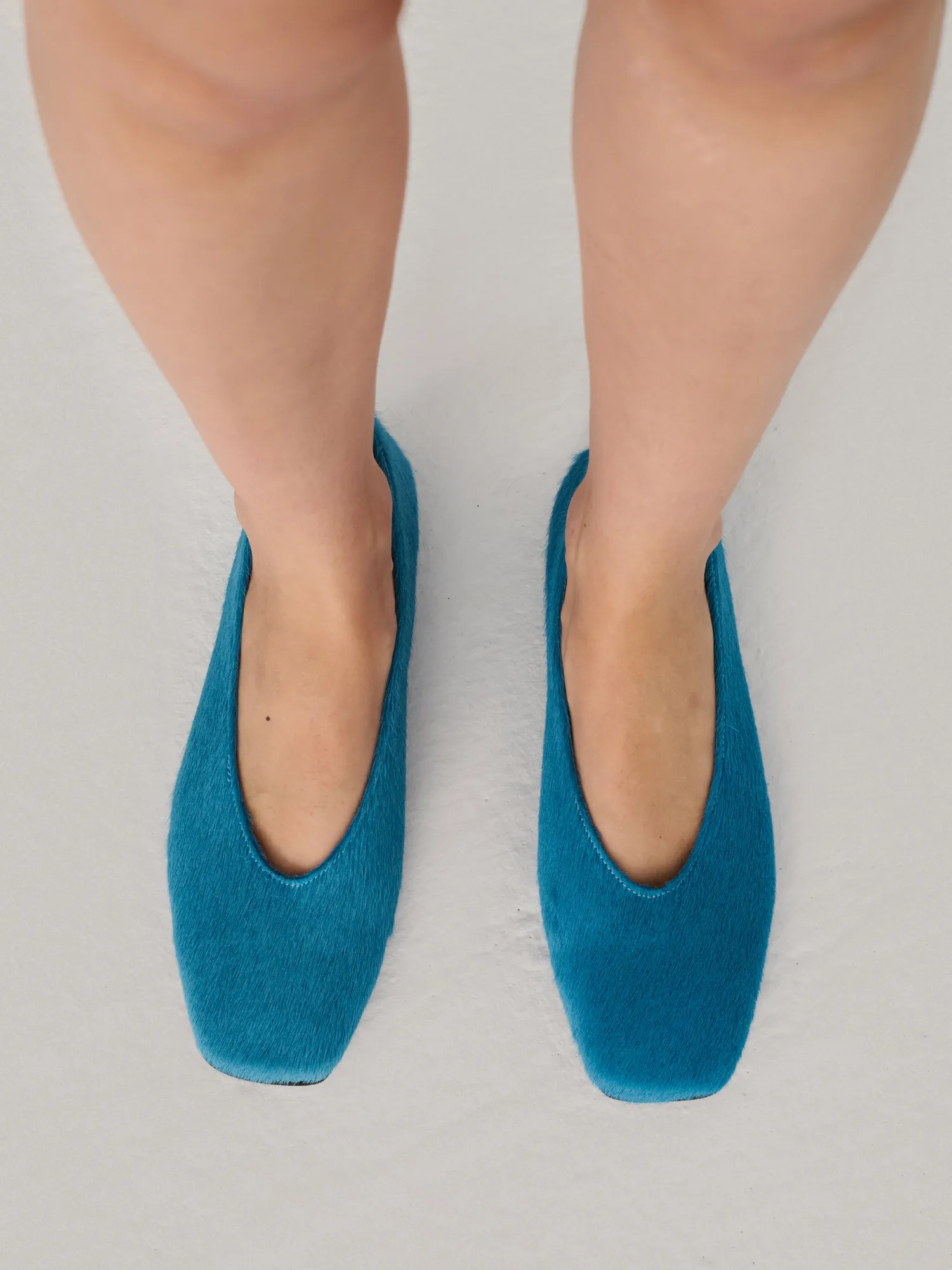 Bobo Choses Hairy leather ballet flat ballerina blå læder