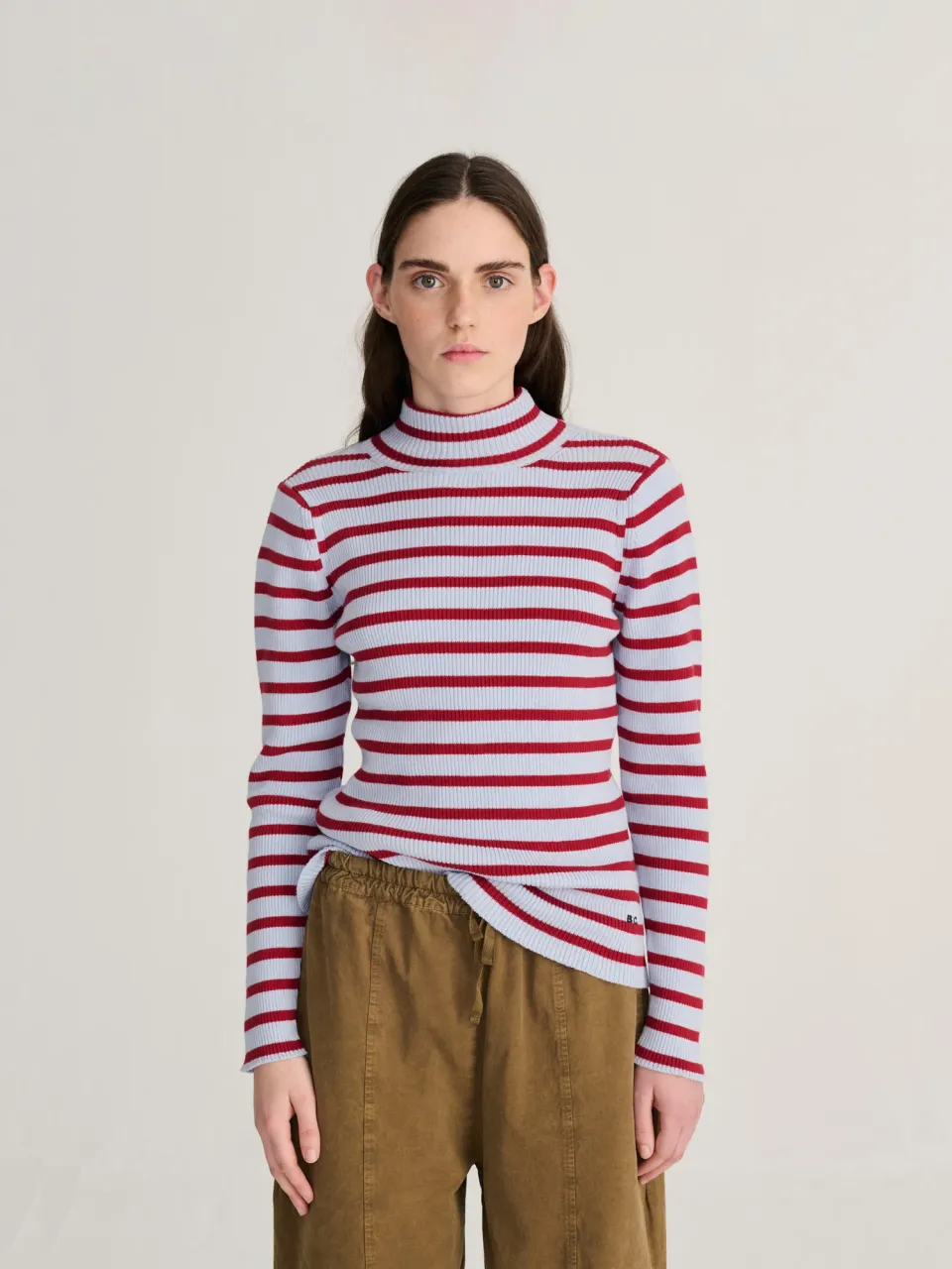 Bobo Choses stribet rullekrave striktrøje merinould slim fit