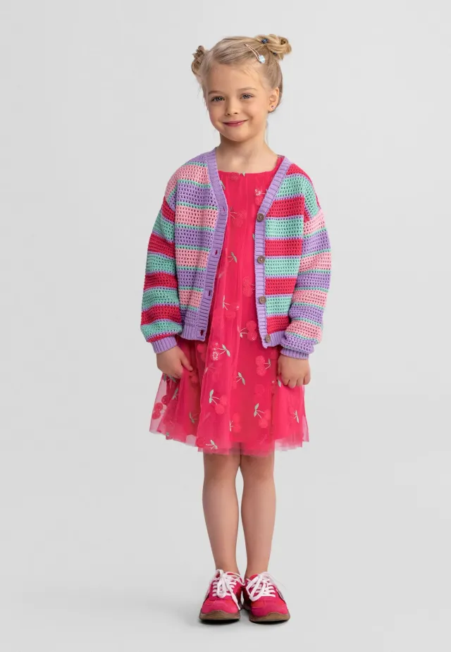 Minoti 44710 cardigan rosa pastellstribet