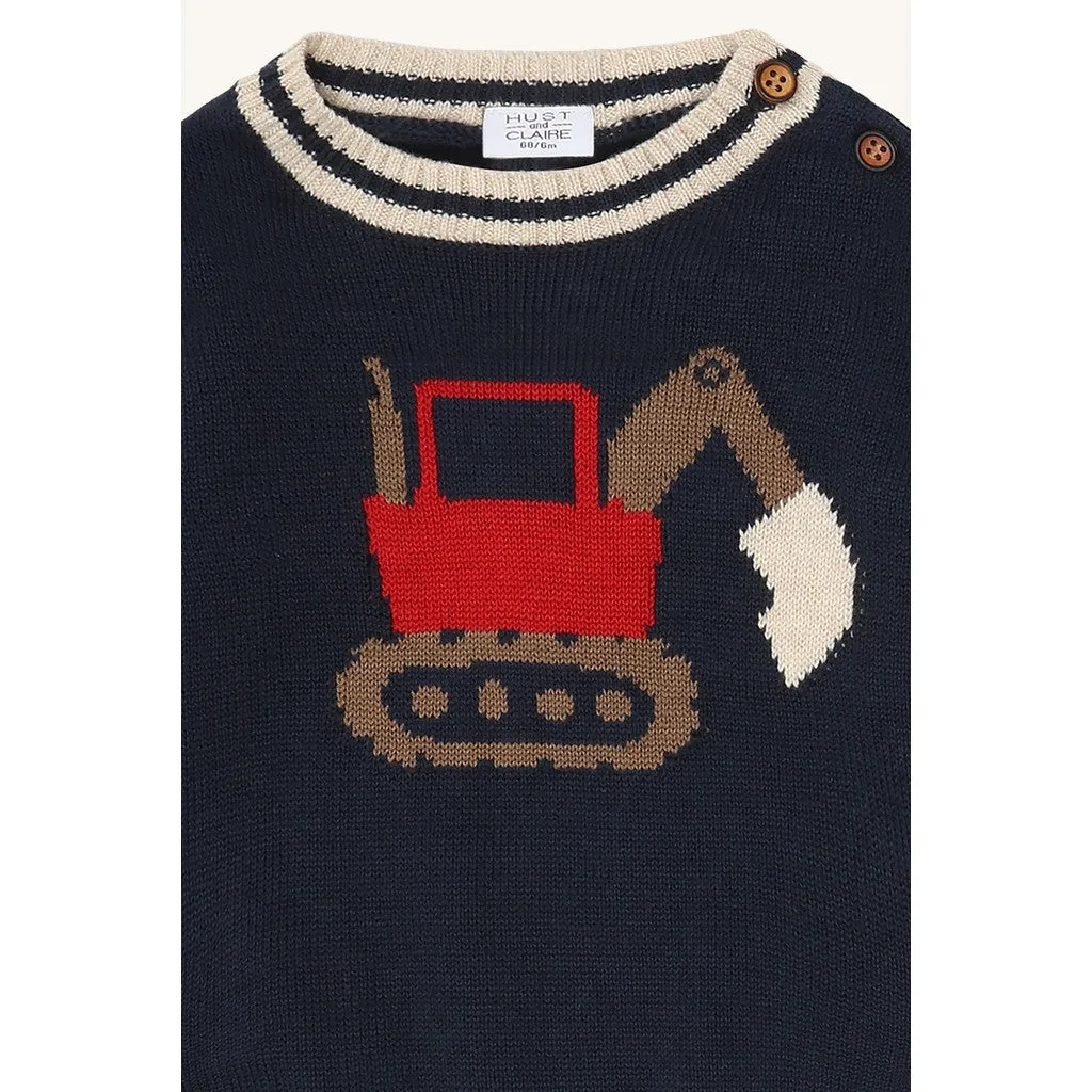 Hust & Claire HCPilou Knit Backhoe striktrøje More Navy bomuld