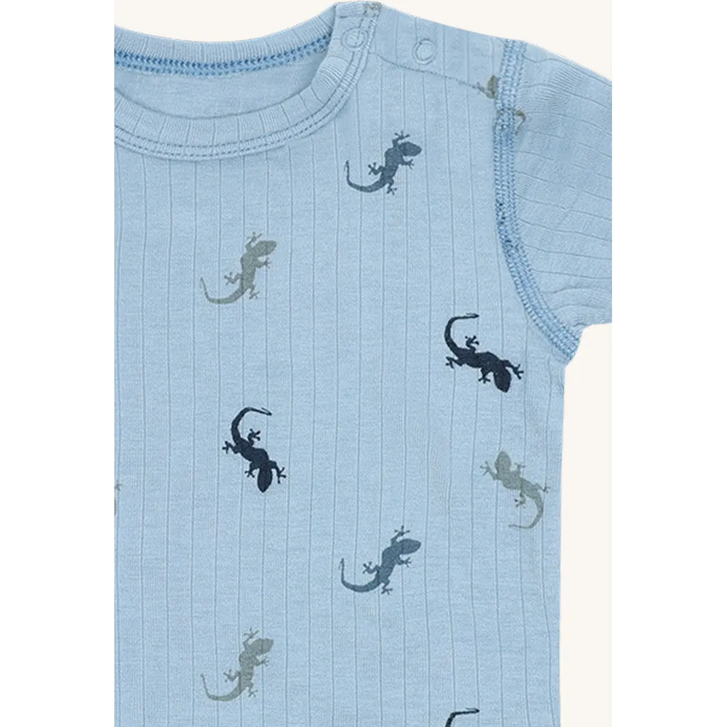 Hust & Claire HCBuller Lizards kortærmet body Light Blue bambus