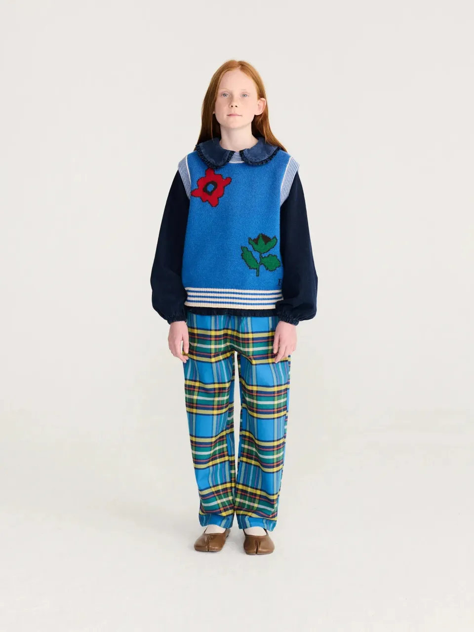 Bobo Choses Tartan All Over vævede bukser blå