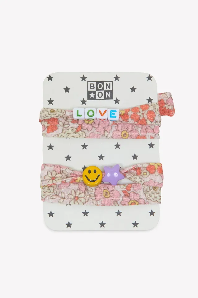 Bonton Fleurs armbånd vintage rose bomuld 2-pak