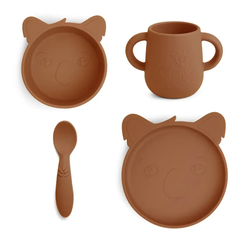 nuuroo Lykke spisesæt silikone 4 dele Caramel Café LFGB