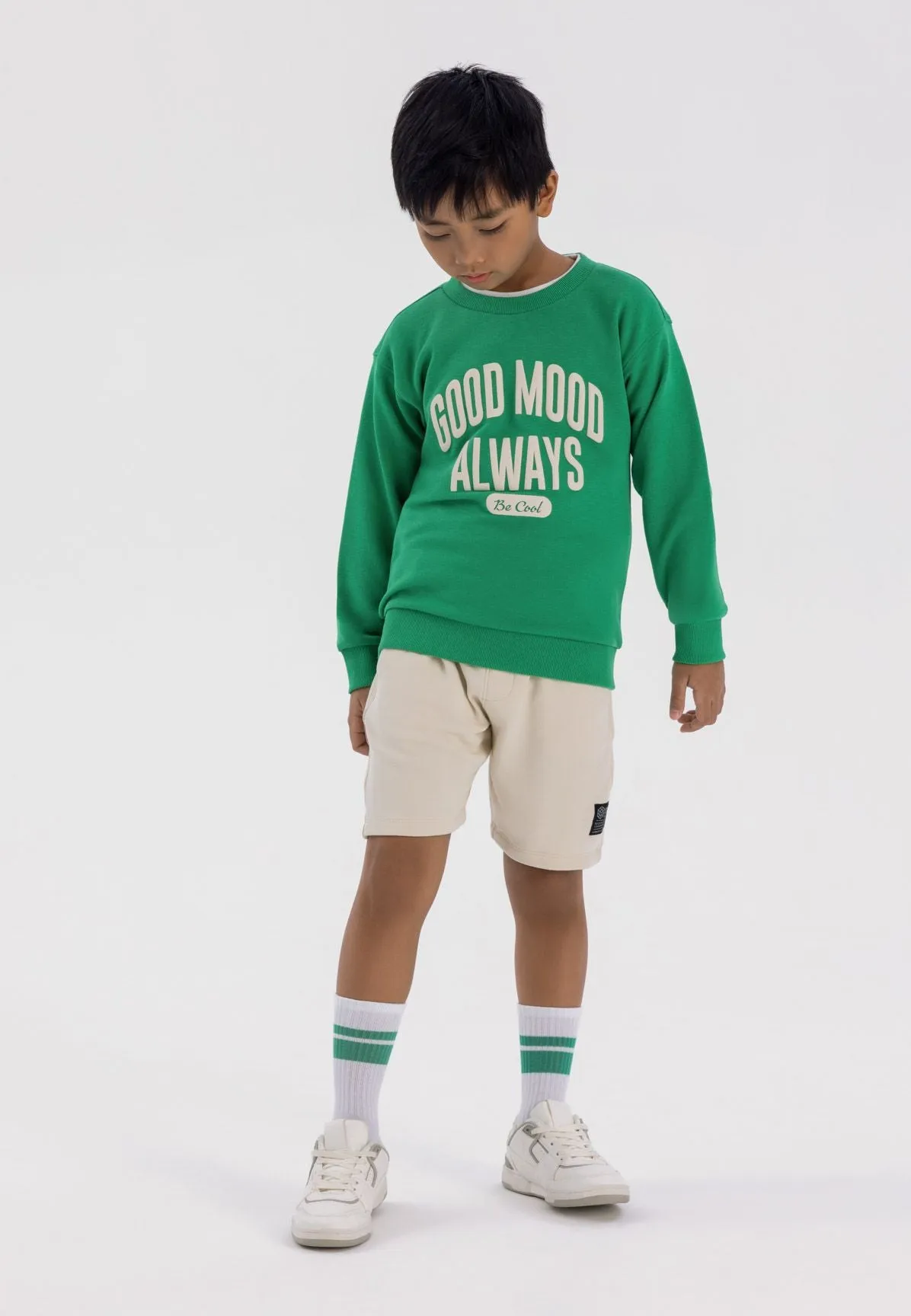 Minoti Good Mood sweatshirt grøn bomuld 86-128