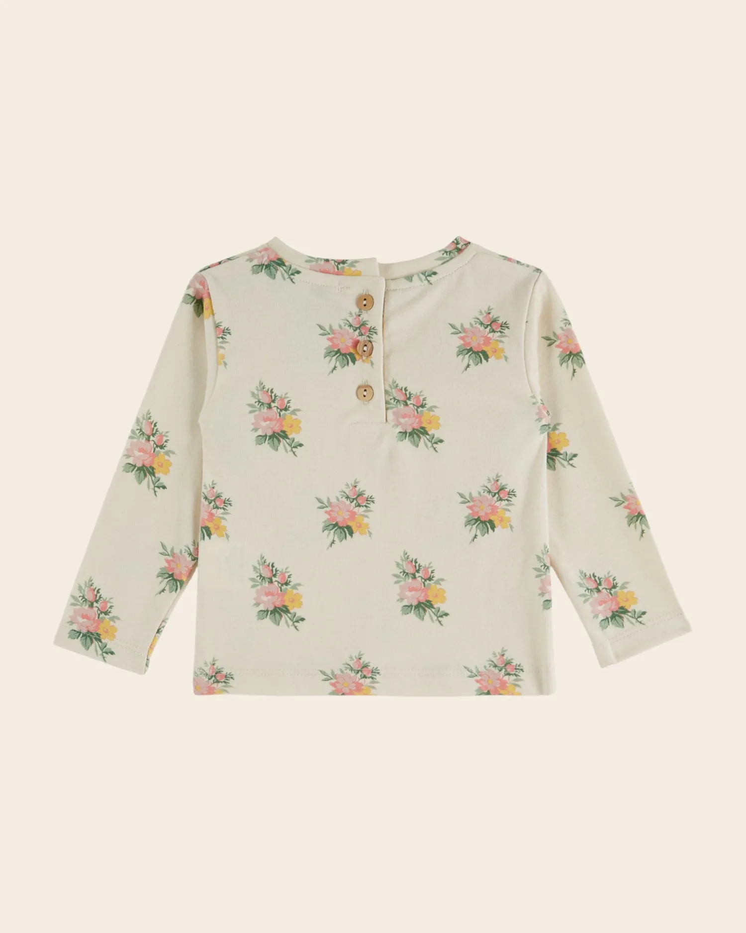 Emile et Ida Fleurs langærmet t-shirt ecru blomstret