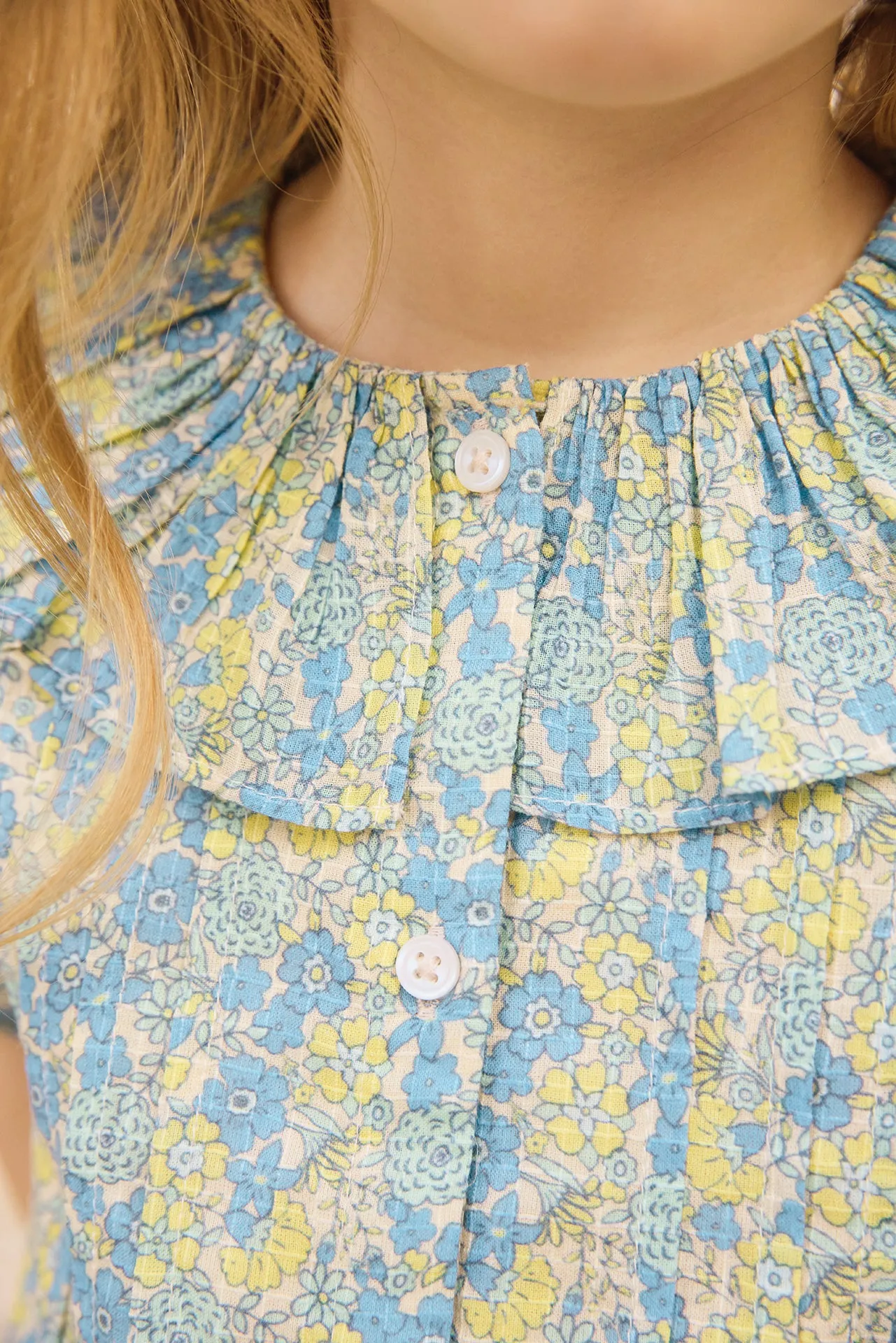 Bonton Nancy Fleurs Vintage Bleu bluse bomuld