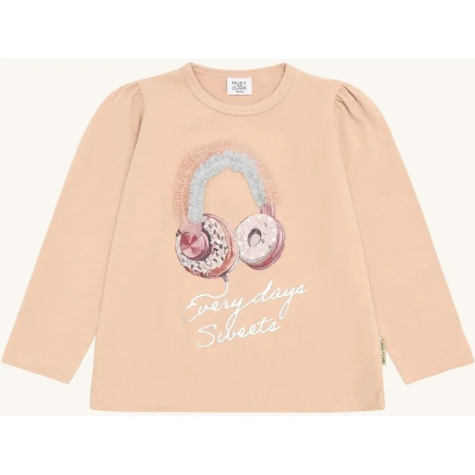 Hust & Claire HCAlma Headphones langærmet T-shirt rugby tan øko