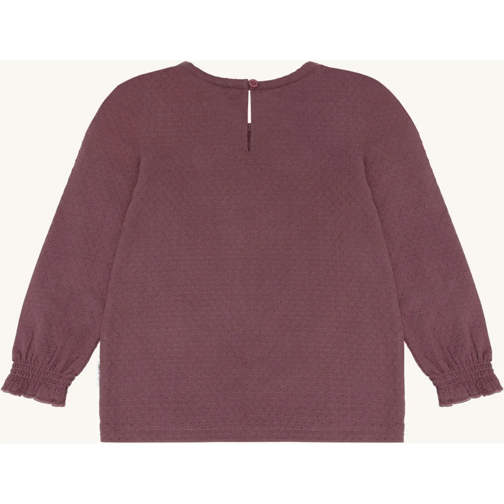 Hust & Claire Alma bluse plum langærmet økologisk bomuld
