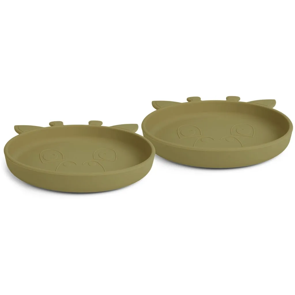 nuuroo Akila giraf tallerken 2-pak olive green silikone