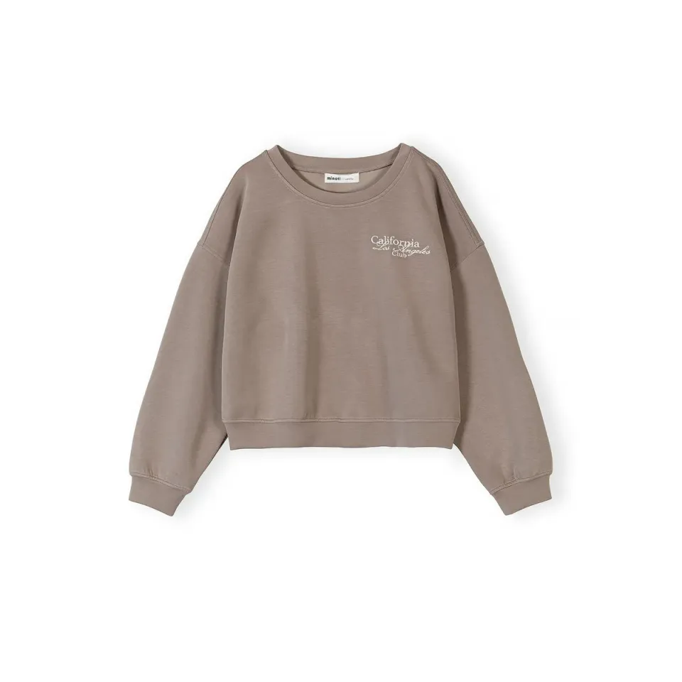 Minoti 44979 sweatshirt taupe broderi kort