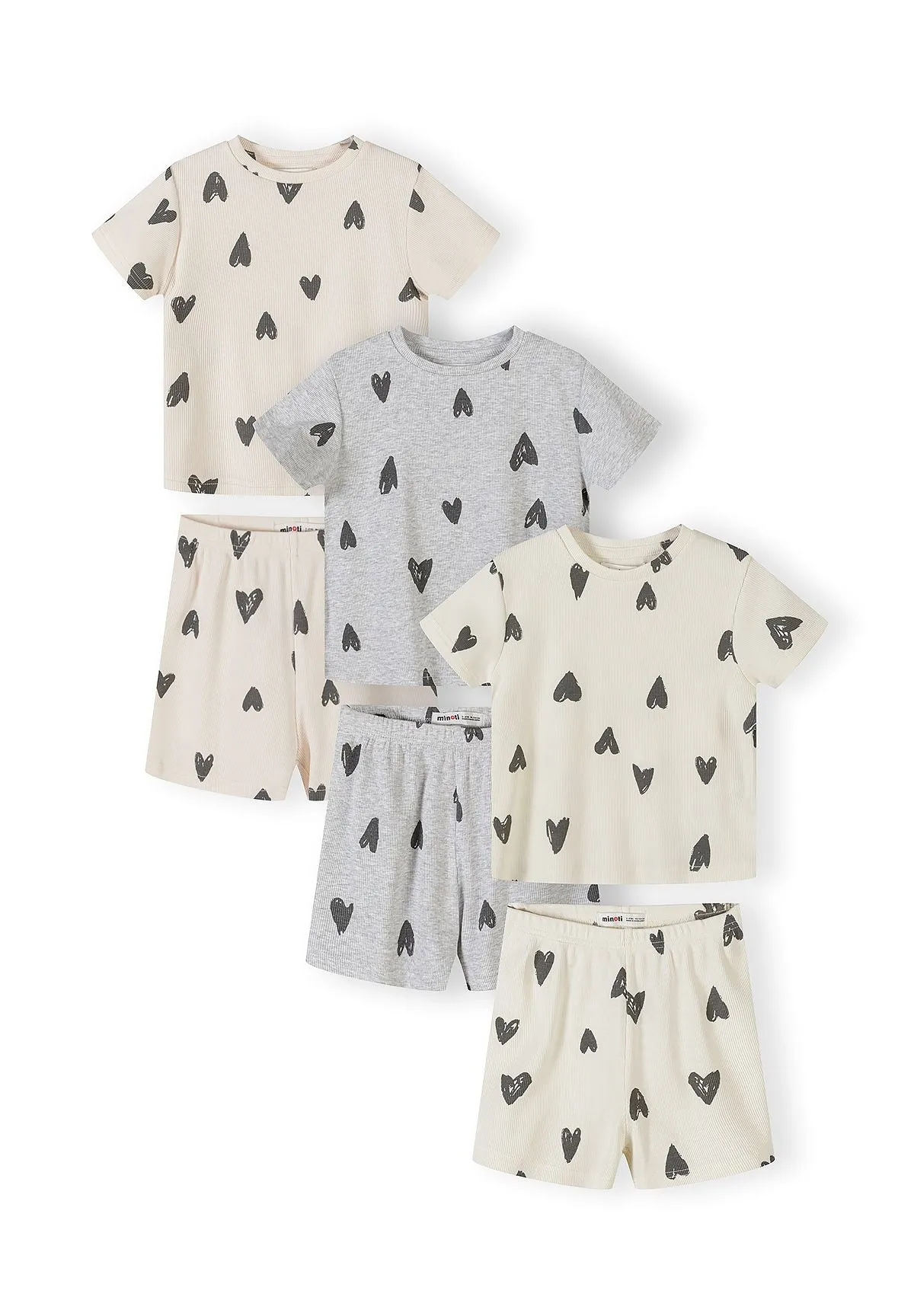 Minoti 44898 pyjamas 3-pak creme grå