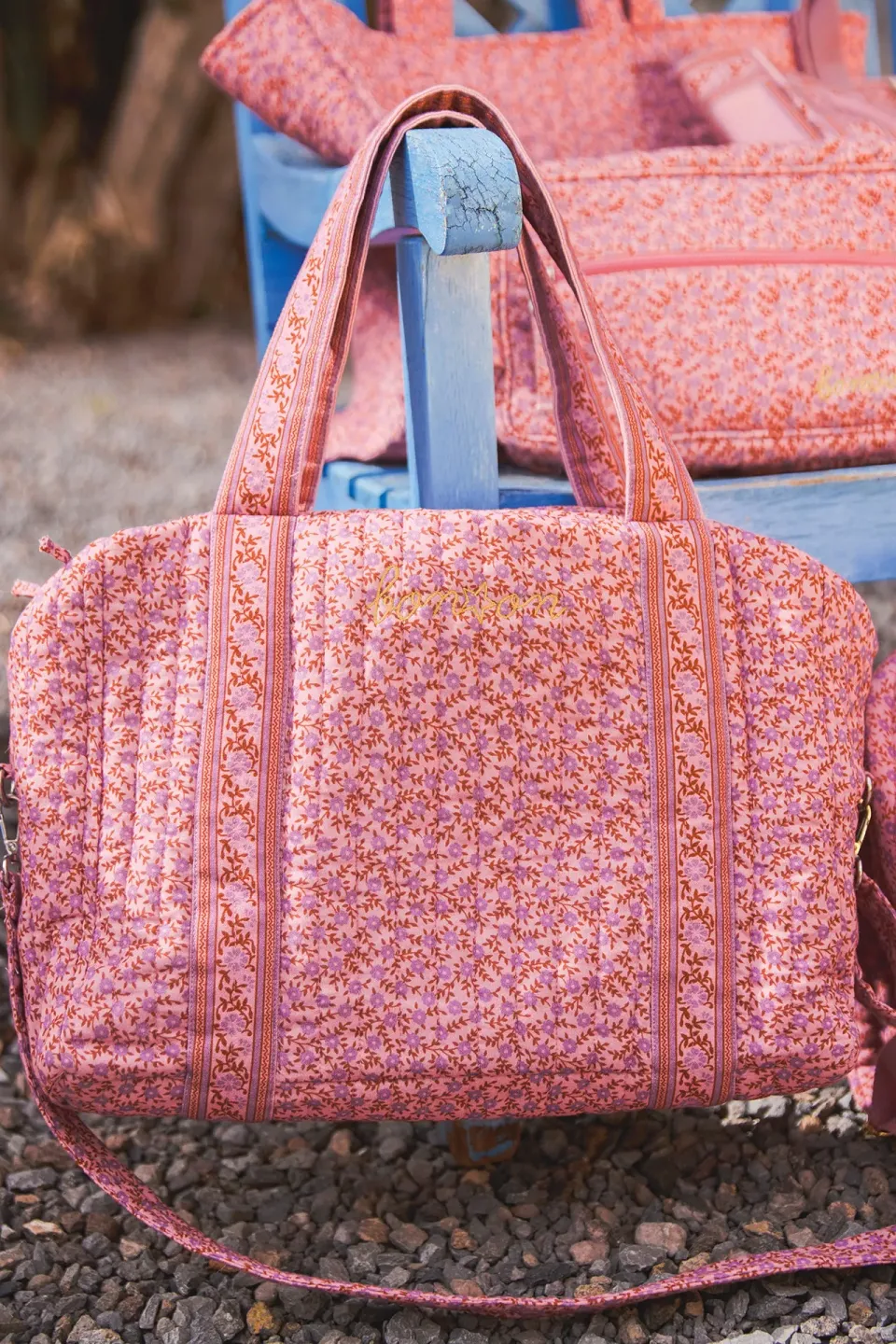 Bonton Vega Foulfleur violet pusletaske bomuld