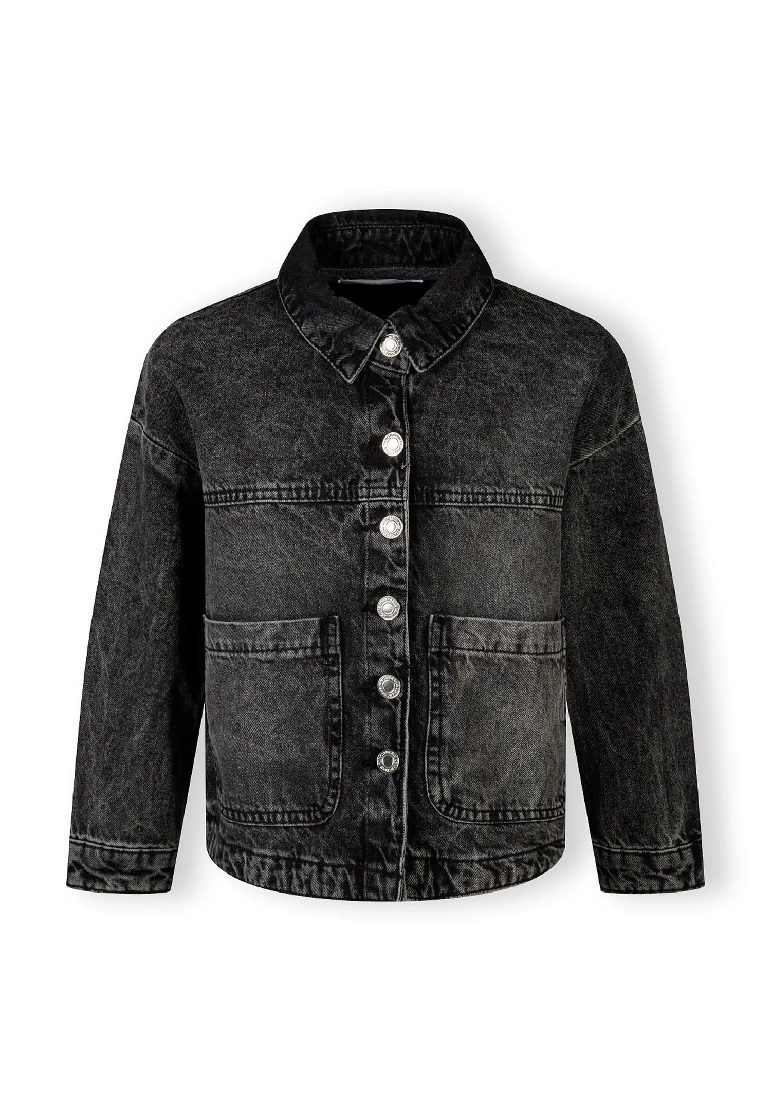 Minoti 43876 denimjakke sort acid wash til piger